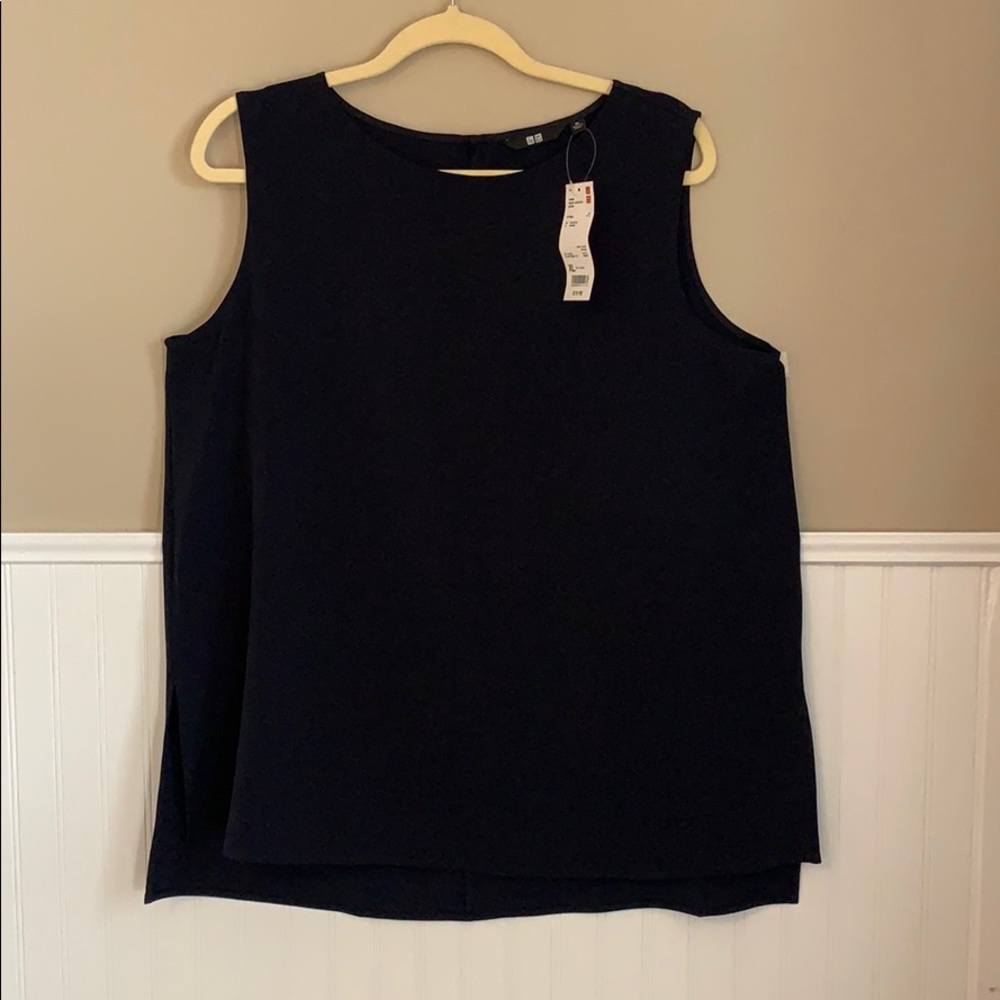Navy blue sleeveless blouse
